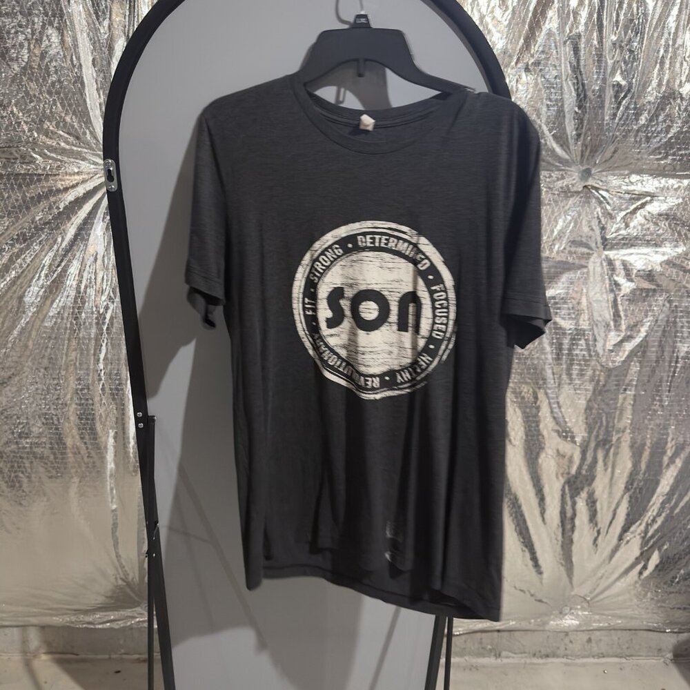 Men’s Graphic T-Shirt Black White Casual Short Sleeve Tee Size L *Paint Stains‎